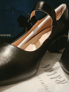 Size 5.5 Classic Black Mary Jane Heels With Strap - Women's Dress Pumps New